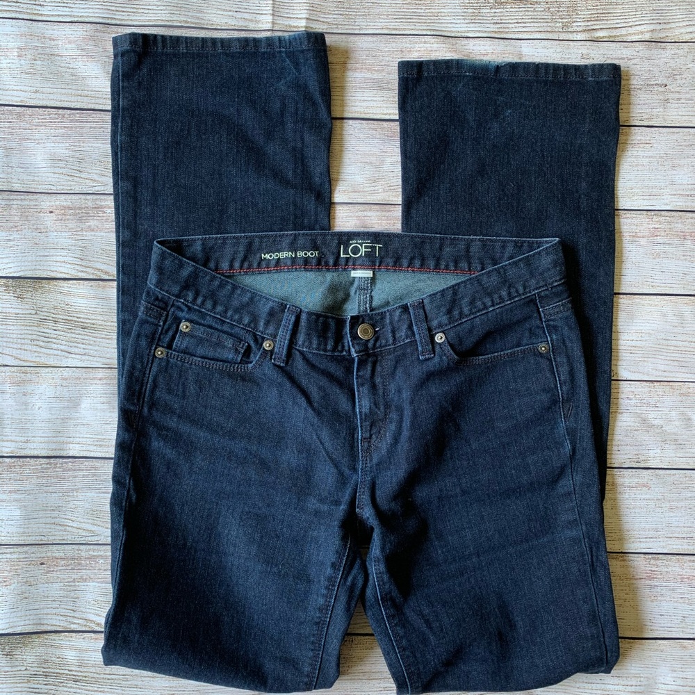 LOFT | Modern Bootcut Dark Wash Jeans.